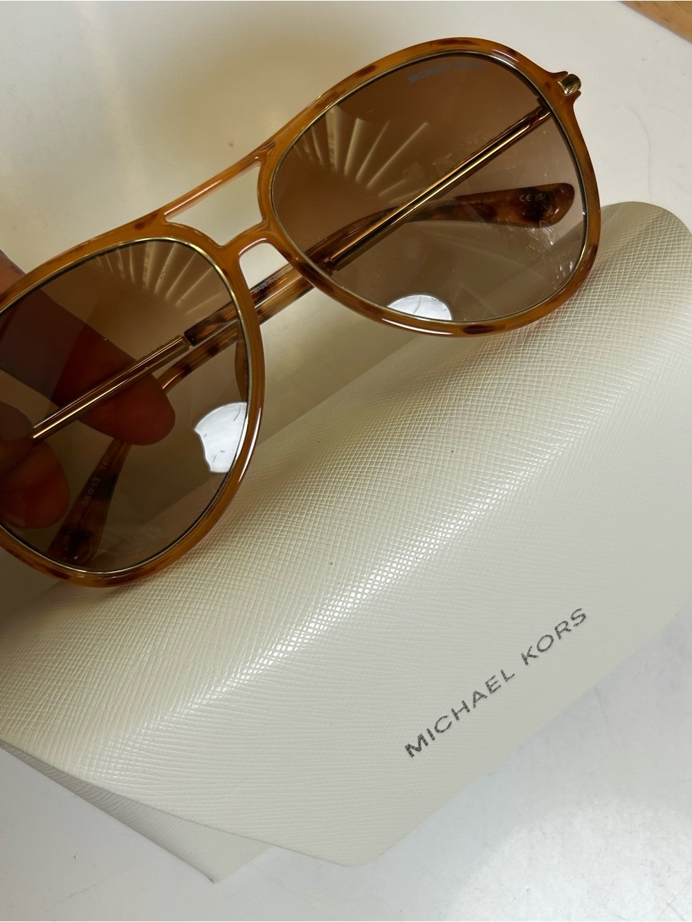 Michael Kors Men’s Tortoiseshell Brown Aviator Sunglasses